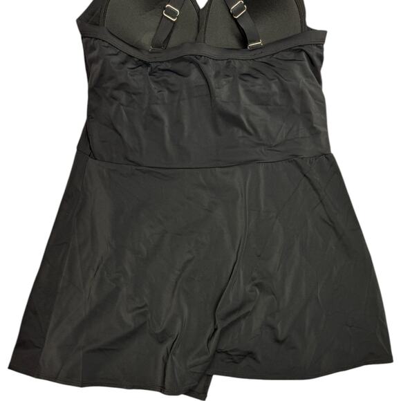 Susan Graver Soleil Knotted‎ Side Swim Dress Black Women's 16 Summer Beach NWOT - Picture 4 of 11